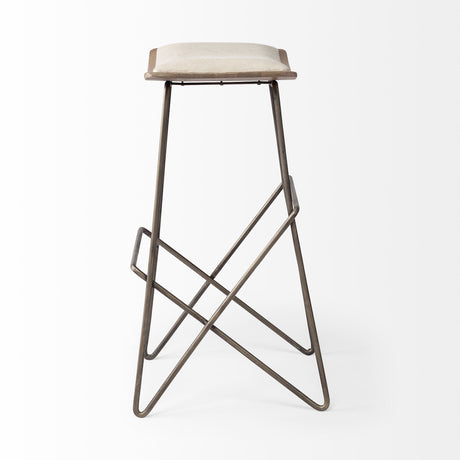 Katniss 30" Total Height Cream Fabric Seat Gold Metal Frame Bar Stool from Mercana - Luna Furniture