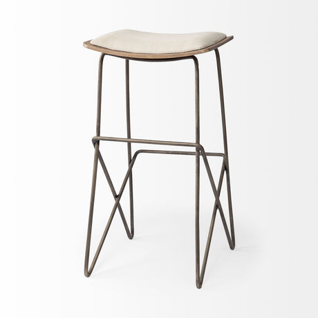 Katniss 30" Total Height Cream Fabric Seat Gold Metal Frame Bar Stool from Mercana - Luna Furniture