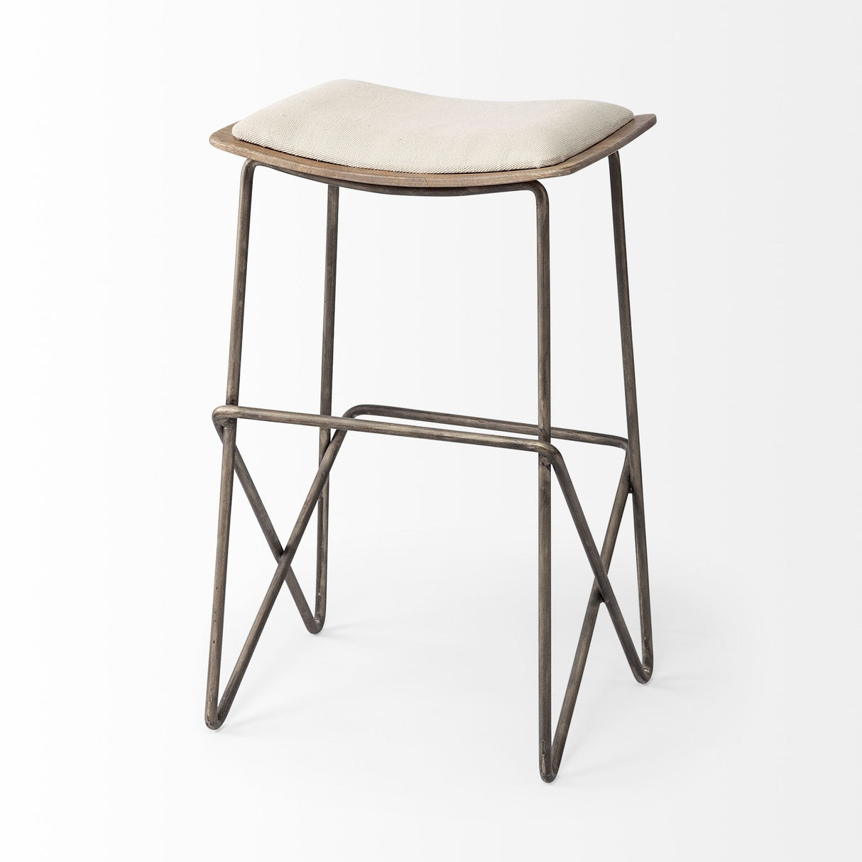 Katniss 26" Total Height Cream Fabric Seat Gold Metal Frame Counter Stool from Mercana - Luna Furniture