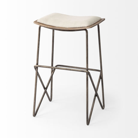 Katniss 26" Total Height Cream Fabric Seat Gold Metal Frame Counter Stool from Mercana - Luna Furniture