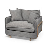 Roy II Castlerock Gray Upholstered and Brown Wood Frame Arm Chair from Mercana - Luna Furniture