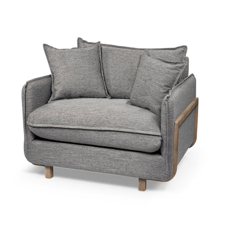 Roy II Castlerock Gray Upholstered and Brown Wood Frame Arm Chair from Mercana - Luna Furniture