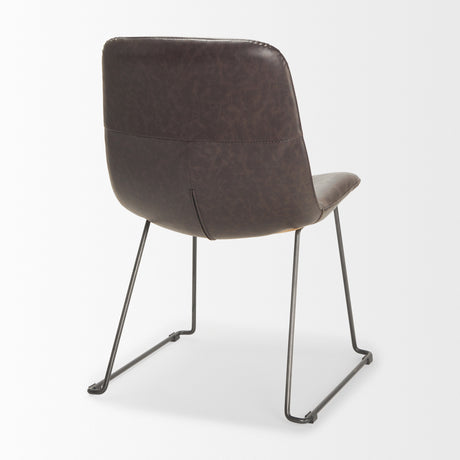 Sawyer I Dark Brown Faux-Leather Seat Black Iron Frame Dining Chair, Set of 2 from Mercana - Luna Furniture