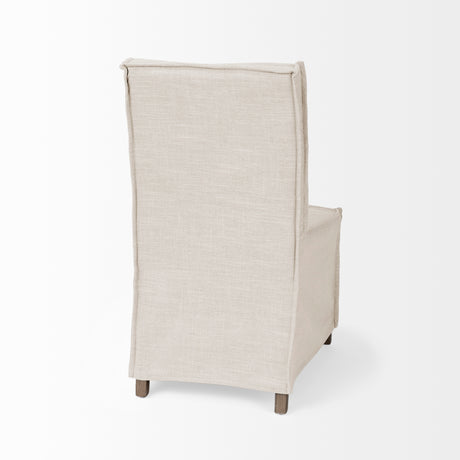 Elbert I Cream Fabric Slip-Cover Brown Wooden Base Dining Chair, Set of 2 from Mercana - Luna Furniture