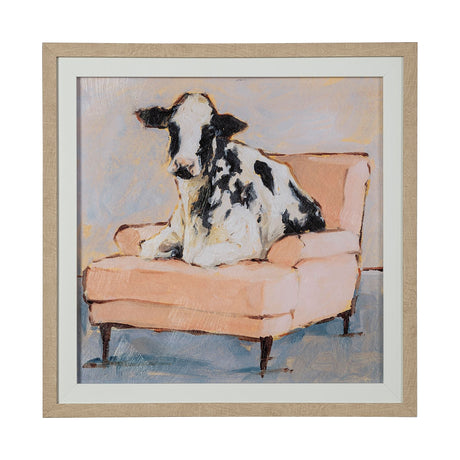Moo-ving In II by Ethan Harper a Hand Embellished Textured Framed Art Print Matted under Glass from Mercana - Luna Furniture