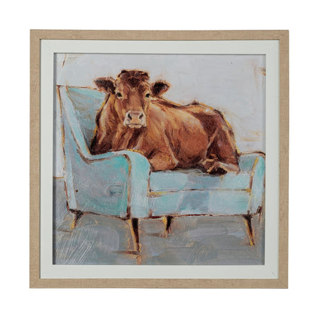 Moo-ving In IV by Ethan Harper a Hand Embellished Textured Framed Art Print Matted under Glass from Mercana - Luna Furniture