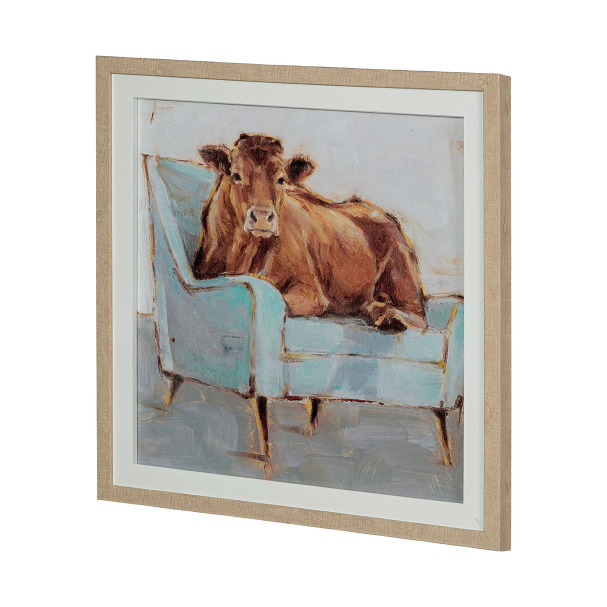 Moo-ving In IV by Ethan Harper a Hand Embellished Textured Framed Art Print Matted under Glass from Mercana - Luna Furniture