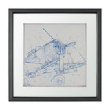 Airplane Mechanical Sketch I by Ethan Harper Hand Embellished Framed Art Print Matted under Glass from Mercana - Luna Furniture