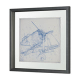 Airplane Mechanical Sketch I by Ethan Harper Hand Embellished Framed Art Print Matted under Glass from Mercana - Luna Furniture