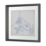 Airplane Mechanical Sketch II by Ethan Harper Hand Embellished Framed Art Print Matted under Glass from Mercana - Luna Furniture