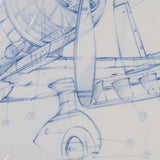 Airplane Mechanical Sketch II by Ethan Harper Hand Embellished Framed Art Print Matted under Glass from Mercana - Luna Furniture