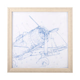Airplane Mechanical Sketch I by Ethan Harper a Hand Embellished Textured Framed Art Print from Mercana - Luna Furniture