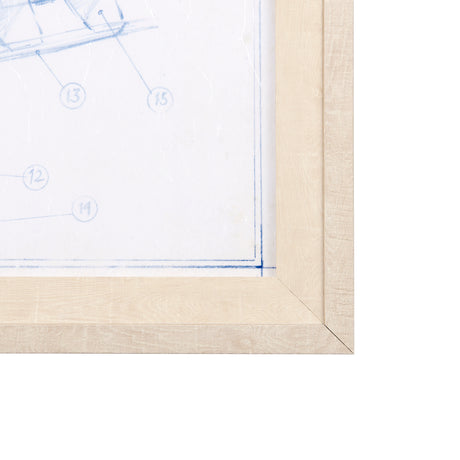 Airplane Mechanical Sketch I by Ethan Harper a Hand Embellished Textured Framed Art Print from Mercana - Luna Furniture