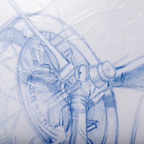 Airplane Mechanical Sketch I by Ethan Harper a Hand Embellished Textured Framed Art Print from Mercana - Luna Furniture