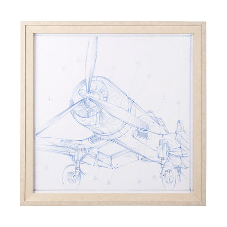 Airplane Mechanical Sketch II by Ethan Harper a Hand Embellished Textured Framed Art Print from Mercana - Luna Furniture