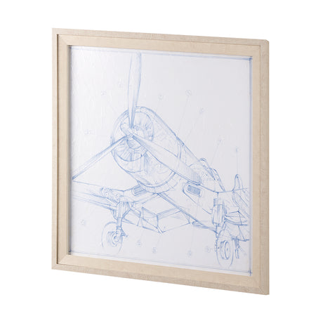 Airplane Mechanical Sketch II by Ethan Harper a Hand Embellished Textured Framed Art Print from Mercana - Luna Furniture