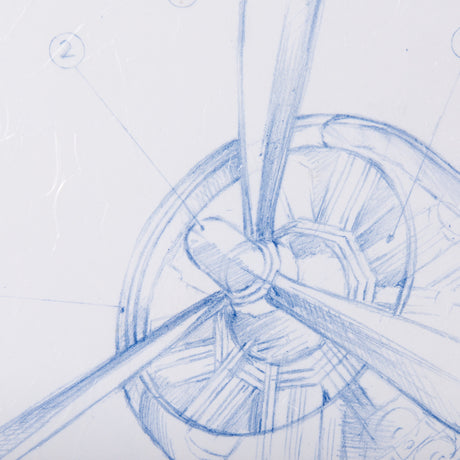 Airplane Mechanical Sketch II by Ethan Harper a Hand Embellished Textured Framed Art Print from Mercana - Luna Furniture