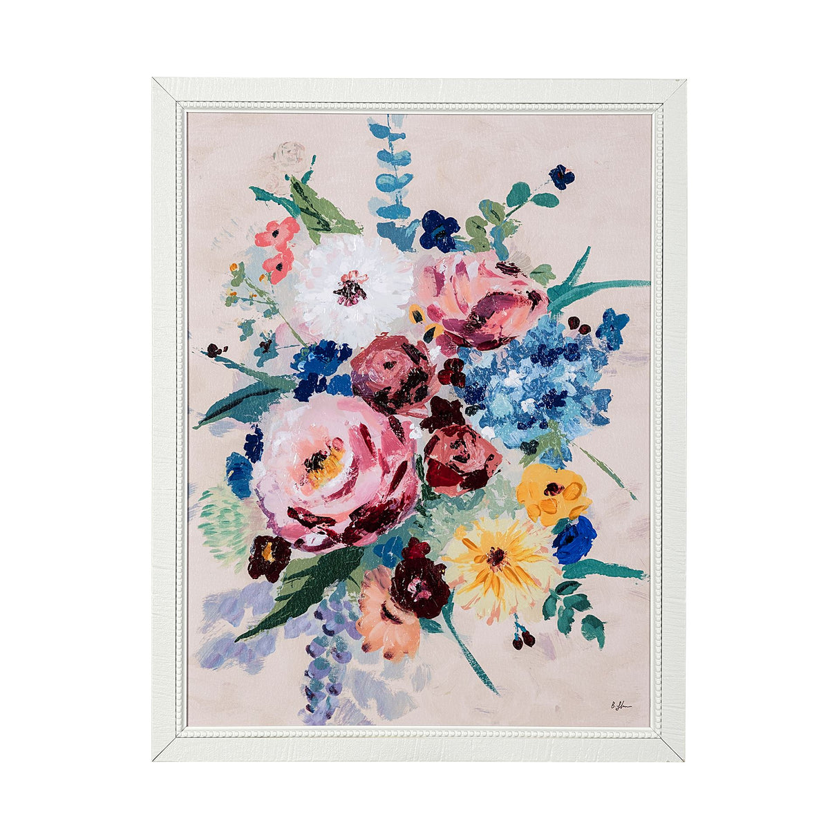 Farmhouse Flowers I by Barbara Fleming a Hand Embellished Textured Framed Art Print from Mercana - Luna Furniture