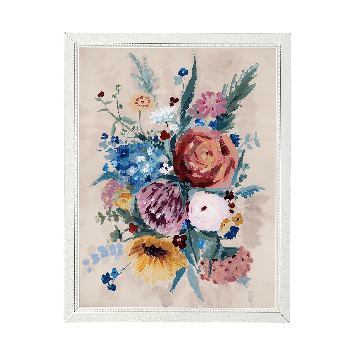 Farmhouse Flowers II by Barbara Fleming a Hand Embellished Textured Framed Art Print from Mercana - Luna Furniture