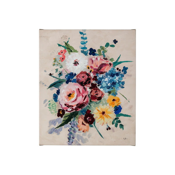 Farmhouse Flowers I by Barbara Fleming a Hand Embellished Textured Canvas