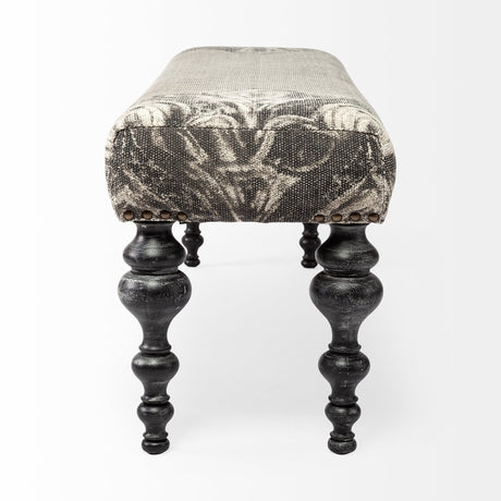 Alhambra 55L x 14W Upholstered Gray Seat W/Black Wood Legs Accent Bench from Mercana - Luna Furniture