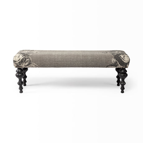Alhambra 55L x 14W Upholstered Gray Seat W/Black Wood Legs Accent Bench from Mercana - Luna Furniture