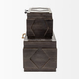 Cassia Set of 2 Brown Wooden Boxes from Mercana - Luna Furniture