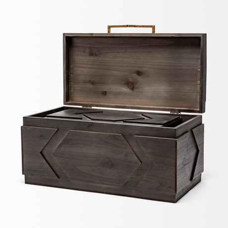 Cassia Set of 2 Brown Wooden Boxes from Mercana - Luna Furniture