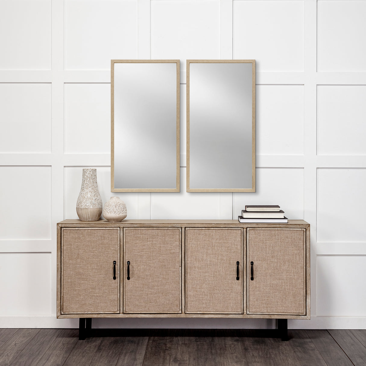 Bristol Tan 20x40 Faux Wood Frame Bathroom Vanity Mirror from Mercana - Luna Furniture