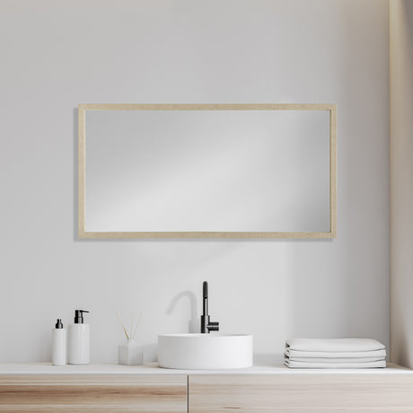 Bristol Tan 20x40 Faux Wood Frame Bathroom Vanity Mirror from Mercana - Luna Furniture