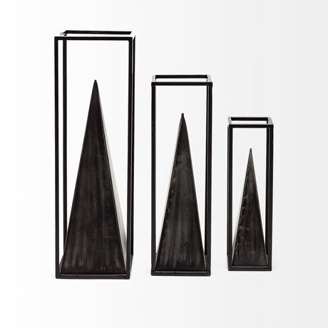 Memphis I (Large) 5L x 5W Black Metal Pyramid In A Square Frame from Mercana - Luna Furniture