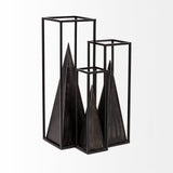 Memphis I (Large) 5L x 5W Black Metal Pyramid In A Square Frame from Mercana - Luna Furniture