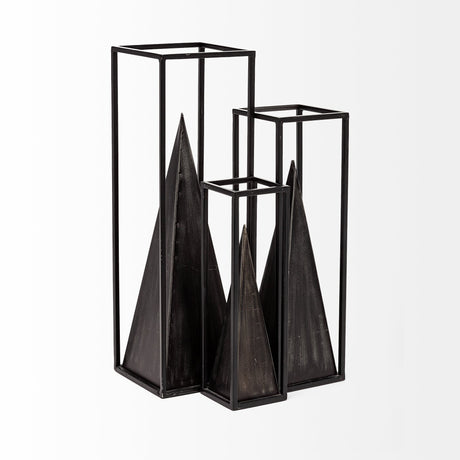 Memphis I (Large) 5L x 5W Black Metal Pyramid In A Square Frame from Mercana - Luna Furniture