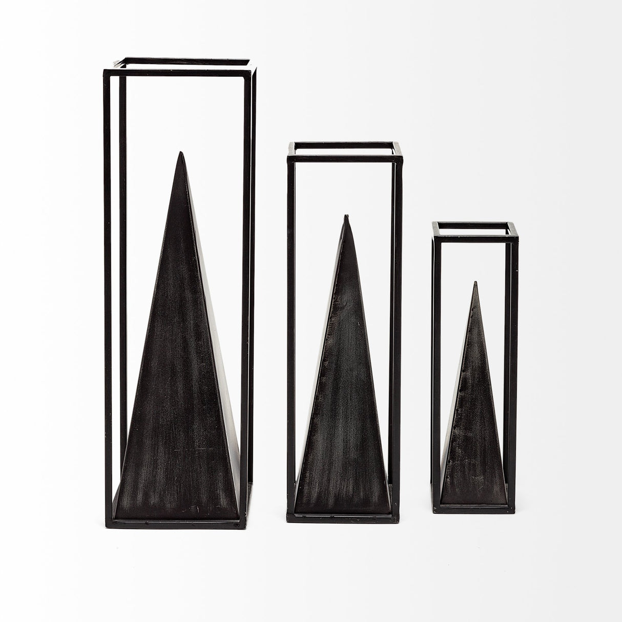 Memphis II (Medium) 4L x 4W Black Metal Pyramid In A Square Frame from Mercana - Luna Furniture