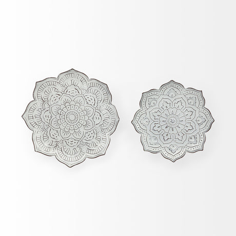 Miranda Set of 2 Stamped Metal Lotus Flower Wall Decor from Mercana - Luna Furniture