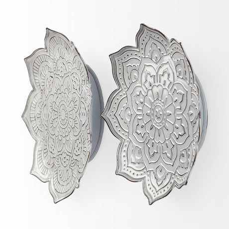 Miranda Set of 2 Stamped Metal Lotus Flower Wall Decor from Mercana - Luna Furniture