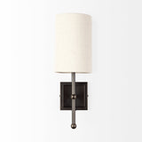 Bourgeois II 9x16 White Fabric Shade Brown Metal Base Wall Sconce from Mercana - Luna Furniture