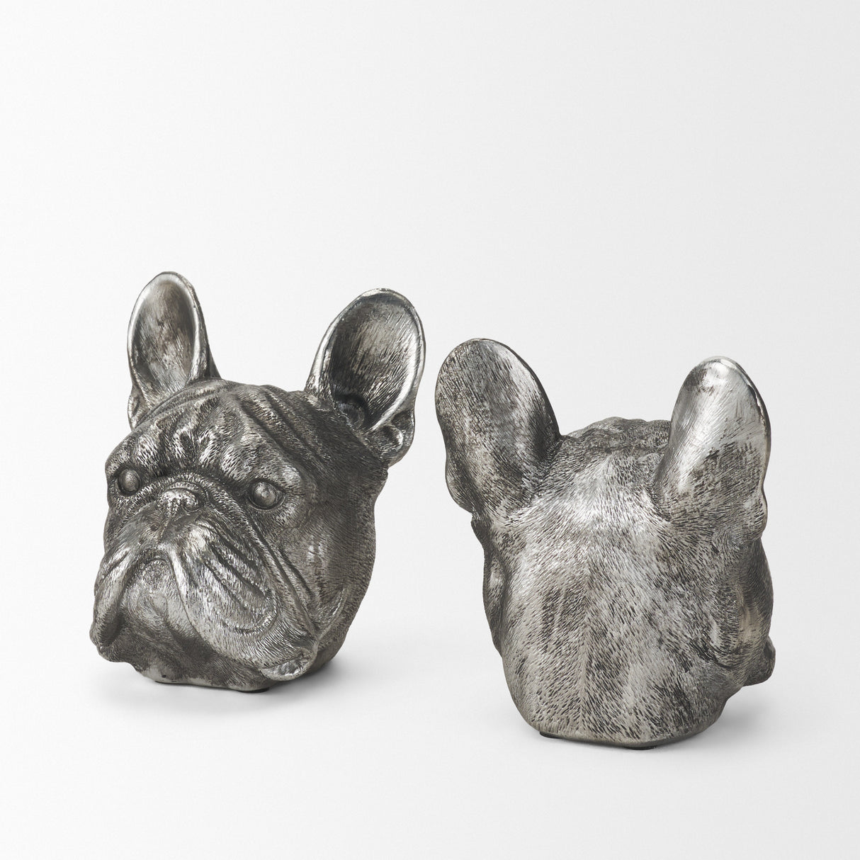 Bruno (Set of 2) 5L x 5W Silver American Bulldog Bookends from Mercana - Luna Furniture