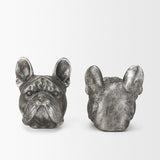 Bruno (Set of 2) 5L x 5W Silver American Bulldog Bookends from Mercana - Luna Furniture