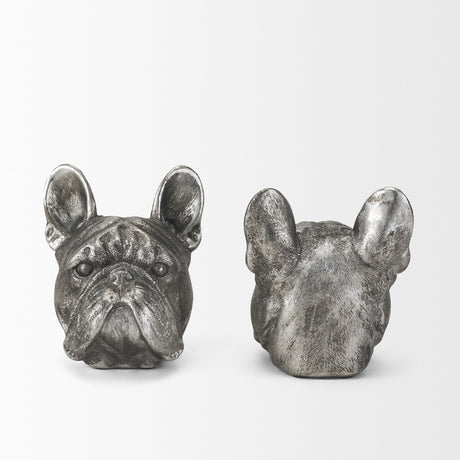 Bruno (Set of 2) 5L x 5W Silver American Bulldog Bookends from Mercana - Luna Furniture
