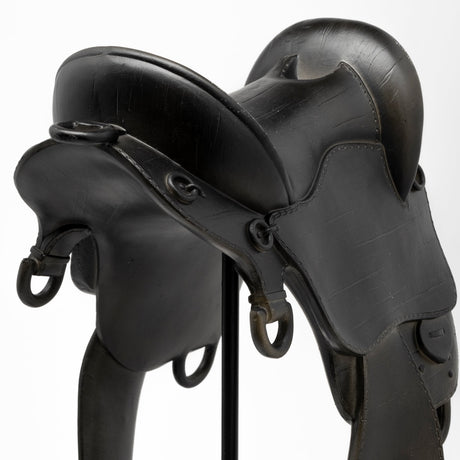 Colt III 8L x 9W Black Equestrian-Inspired English Horse Saddle from Mercana - Luna Furniture