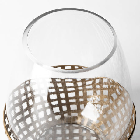 Reena I Small Gold Woven Metal Base Table Candle Holder from Mercana - Luna Furniture