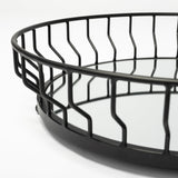 Helena 20L x 20W Black Metal Mirrored Bottom Round Serving Tray from Mercana - Luna Furniture