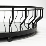 Helena 20L x 20W Black Metal Mirrored Bottom Round Serving Tray from Mercana - Luna Furniture