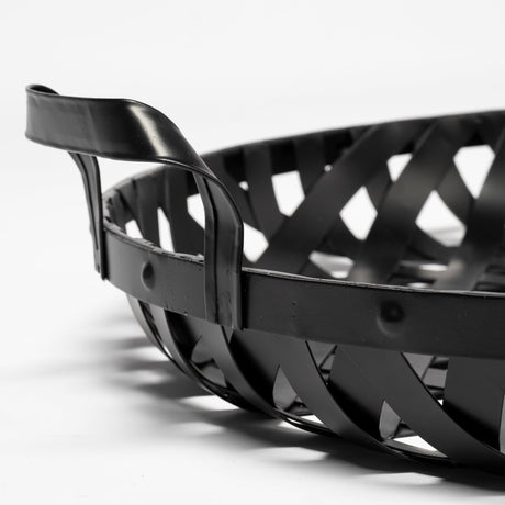 Lito (Set of 2) Black Woven Metal Round Serving Trays from Mercana - Luna Furniture