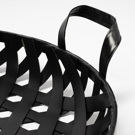 Lito (Set of 2) Black Woven Metal Round Serving Trays from Mercana - Luna Furniture