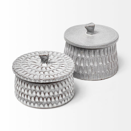 Azul (Small) 5L x 5W Gray Ceramic Detailed Decorative Box from Mercana - Luna Furniture