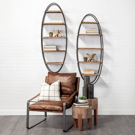 Metort Wood and Metal Wall Shelf from Mercana - Luna Furniture