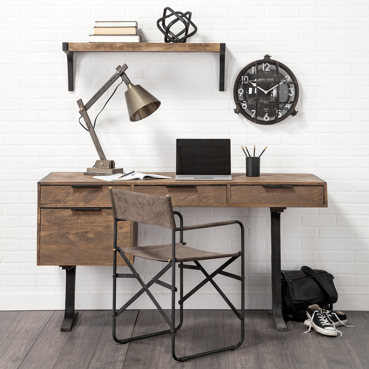 Bellmond 15L x 15H Large Industrial Wall Clock from Mercana - Luna Furniture