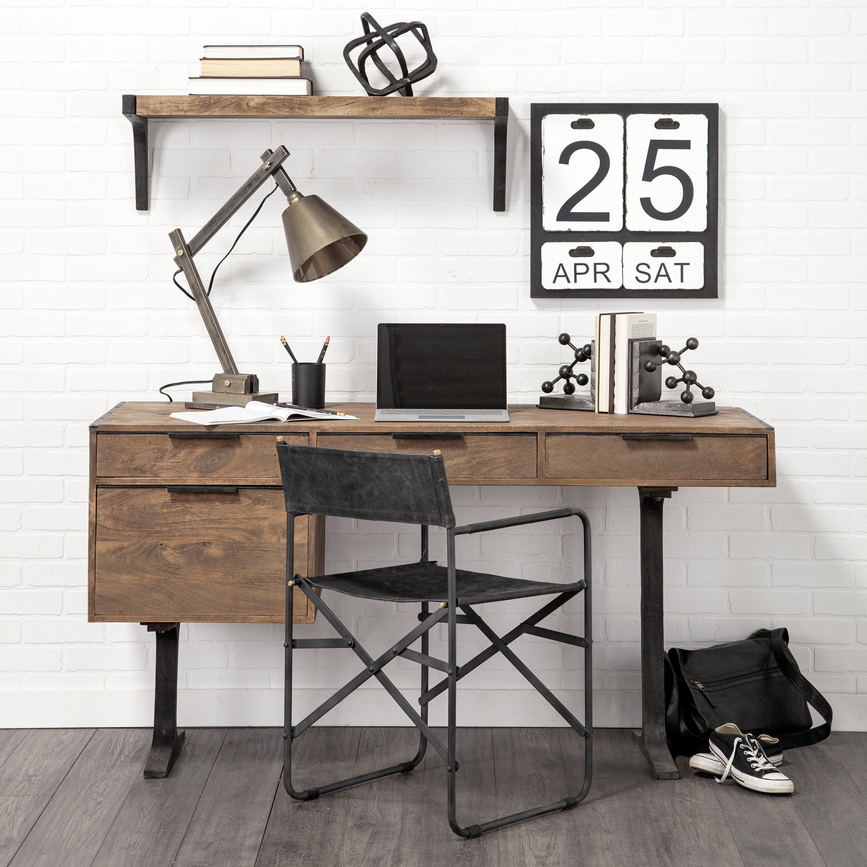 Direttore Black Iron Frame Black Leather Dining Chair from Mercana - Luna Furniture